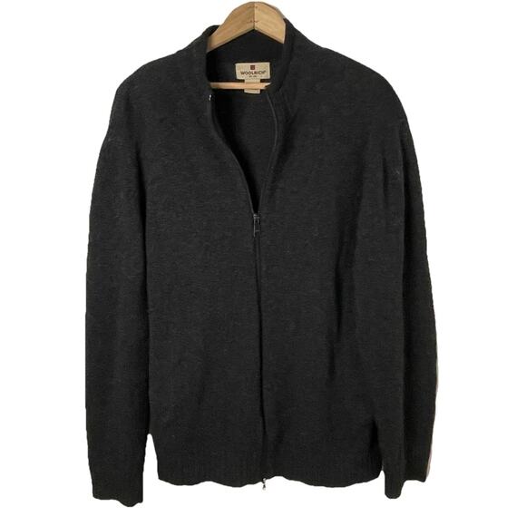 Woolrich Onyx Heather Gray 100% Wool Zip Up Sweater Grandpacore Men’s Size Large - Picture 2 of 16